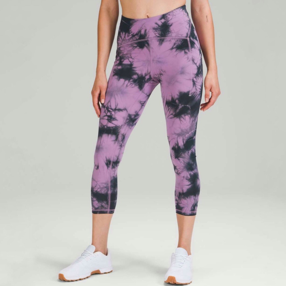 Lululemon | Power Thru High-Rise Crop 23" Over Tie Dye Wisteria Purple Graphite